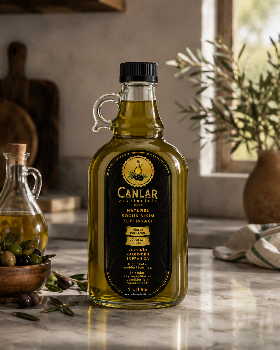 1 Litre Filtresiz Soğuk Sıkım Zeytinyağı - Galon Şişe