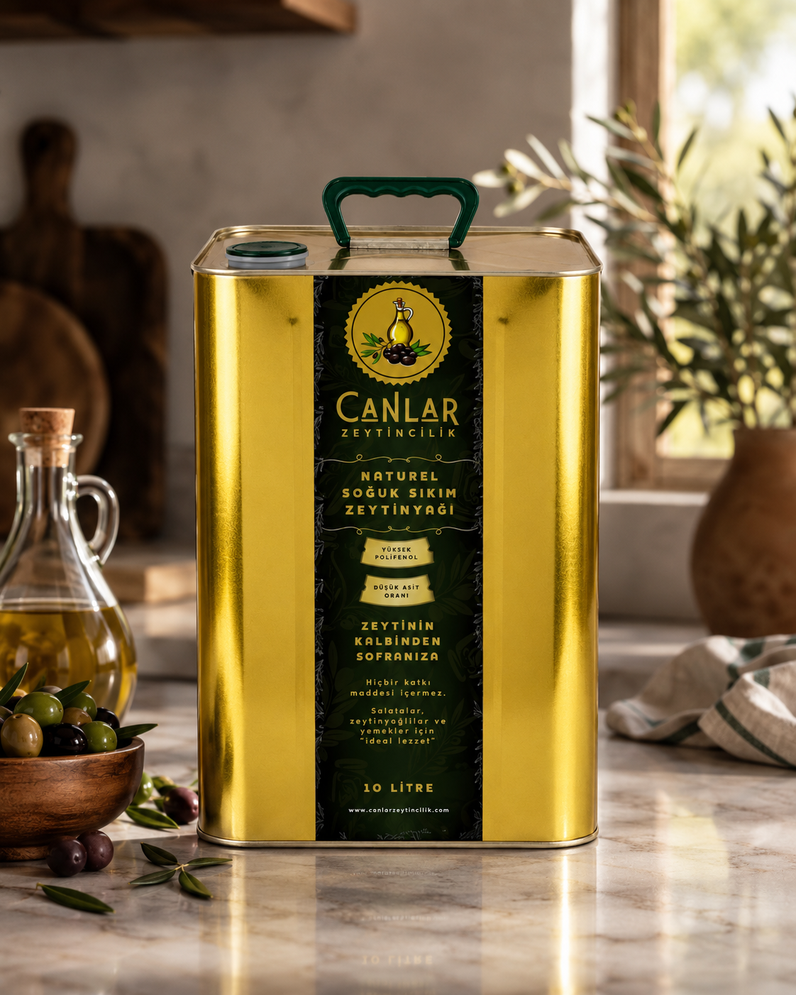 10 Litre Filtresiz Soğuk Sıkım Zeytinyağı Teneke