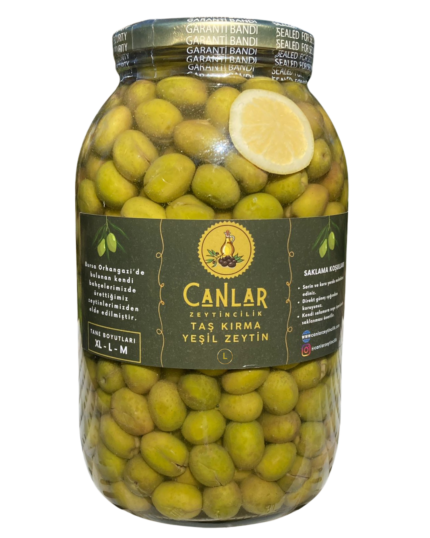 Cam Kavanoz 3 Kg Yeşil Kırma Zeytin (220 - 270 Dane)