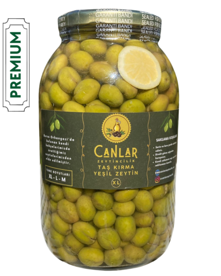 Cam Kavanoz 3 Kg Yeşil Kırma Zeytin (180 - 220 Dane)